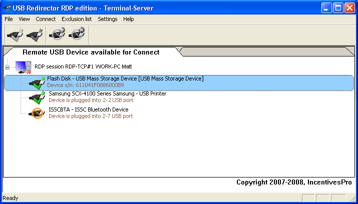 Use your local USB devices inside a Remote Desktop session.