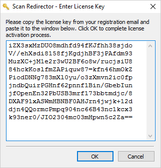 Entering a license key into Scan Redirector RDP Edition (Server Part)