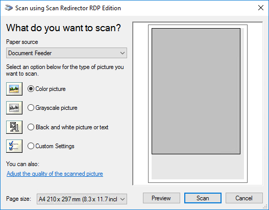How to scan trough Scan Redirector RDP Edition with WIA-enabled applications - Step 4