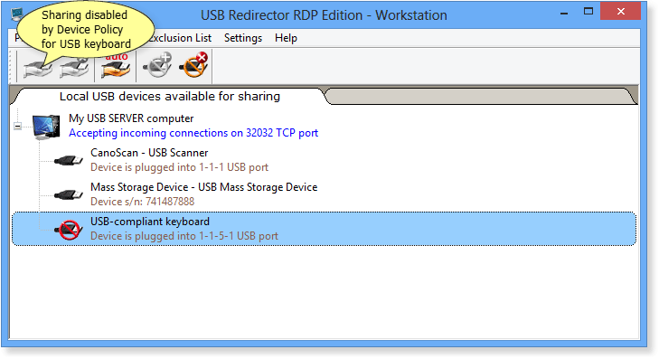 How Device Policy rules work in USB Redirector RDP Edition - Workstation