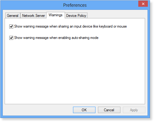 USB Redirector RDP Edition - Workstation Warnings Settings