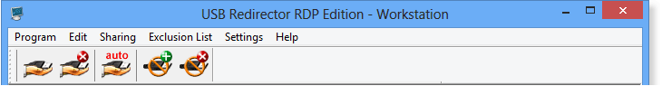 USB Redirector RDP Edition - Workstation menu and toolbar