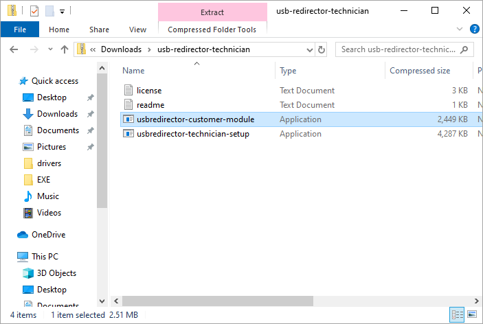 USB Redirector Technician Edition Customer Module location