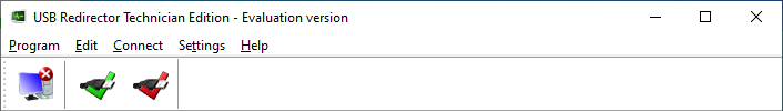 USB Redirector Technician Edition menu and toolbar