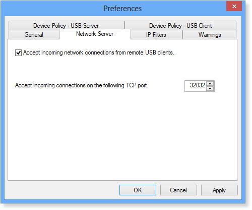 USB Redirector Networking Settings