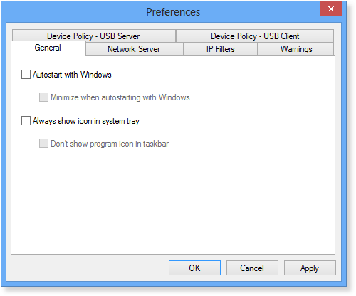 USB Redirector General Settings