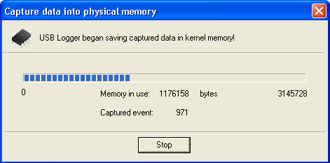 Simple USB Logger capture in progress window