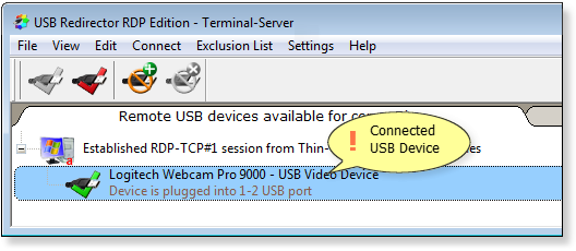 USB-устройство автоматически перенаправляет на удаленный сервер