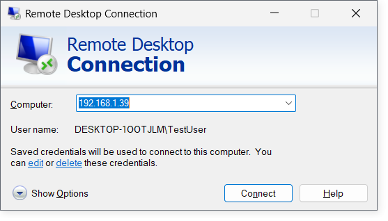 Starting Remote Desktop session